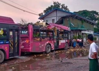 양곤지역 방화 테러 사건 줄이어… 양곤 시내버스