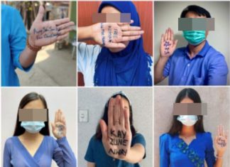 미얀마 죄수복 색상인 파란셔츠 캠페인 진행