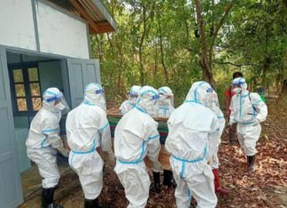 미얀마 보건체육부, 친주 일부 타운십 재택명령 시행 미얀마 코로나19 시신 수습