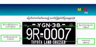 미얀마 가짜 번호판 사용…정부, 단속 강화 및 강력 처벌 예고, 2부제 첫째 날, 길거리는 한산 새롭게 변경된 미얀마 자동차 번호판 (타운십, 차종 표기)