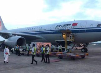 중국산 코로나19 백신, 시노팜 74만회분, 미얀마 도착