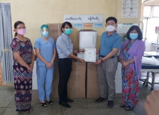 미얀마 한인봉제협회 산소발생기 기증