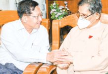 민아웅흘라잉 위원장, NLD당 핵심 인물 면담 민아웅흘라잉, Tin Oo 면담