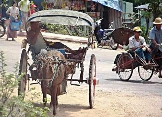 미얀마 정전과 유류 가격 급등으로 완전히 바뀐 라이프 스타일 미얀마 외각에 있는 마차 택시