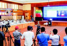 미얀마 기업인 해외출국금지소문 일축 2022년 14차 국가관리위원회 공보팀 기자회견