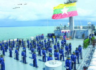 국가관리위원회 사립학교, 국제학교에도 국기에 대한 경례와 애국가 제창 명령 미얀마 해군 해상훈련