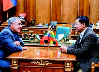 민아웅흘라잉 위원장 타타르스탄 공화국 대통령 만남, 석유 개발 집중 민아웅흘라잉, 타타르스탄 대통령 만남