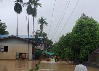 양곤 폭우로 인해 홍수 피해 Mingalardon 타운십 MyaThida Yatkwat 홍수피해