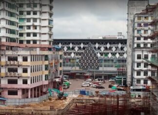 신축 밍갈라시장 건설 66% 진행 신축 밍갈라시장 공사현장