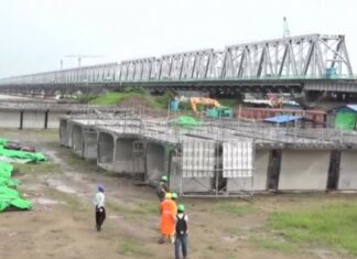 양곤-바고 강을 잇는 NO.3 딴린다리 2구역 공사 68.1% 완료 NO.3 딸린다리 공사현장