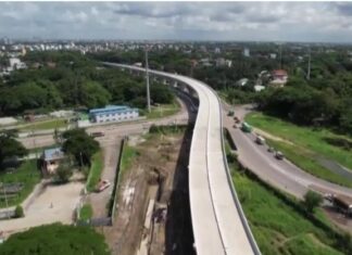 NO.3 딴린 다리 공사 80% 완공, 띨라와 교통 체증 해결 기대 NO.3 딸린다리 공사현장