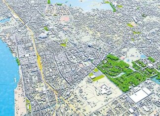 양곤시 지도 시스템 준비중 양곤시 항공사진 일부