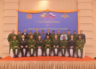 민아웅흘라잉 위원장, 러시아 참모총장 접견, 양국 대테러 협력 논의 미얀마-러시아 합동 대테러 위원회 회의