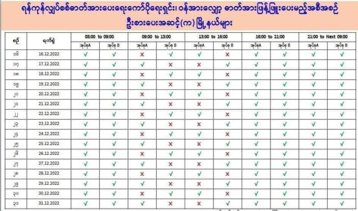2023 6월 - 양곤전력공사, 양곤지역 순환 정전 계획 발표