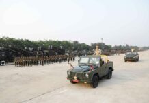 미얀마 국군의날 기념 민아웅흘라잉 기념 연설 미얀마 국방부 열병식