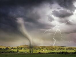lightning and tornado hitting village