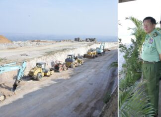 미얀마 전기열차 도입 명령 철도구간 개선 작업 현장 시찰하는 민아웅흘라잉