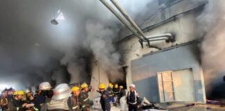 양곤 Shwepyitha 타운십 봉제공장 대형 화재, 13시간 만에 진압…노동자 2명 사망