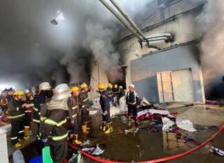 양곤 Shwepyitha 타운십 봉제공장 대형 화재, 13시간 만에 진압…노동자 2명 사망